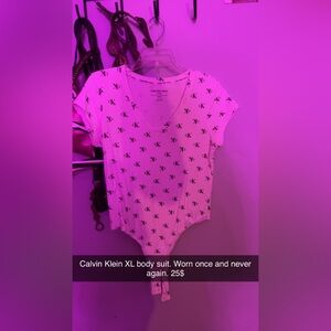 Calvin Klein Logo Print White Bodysuit